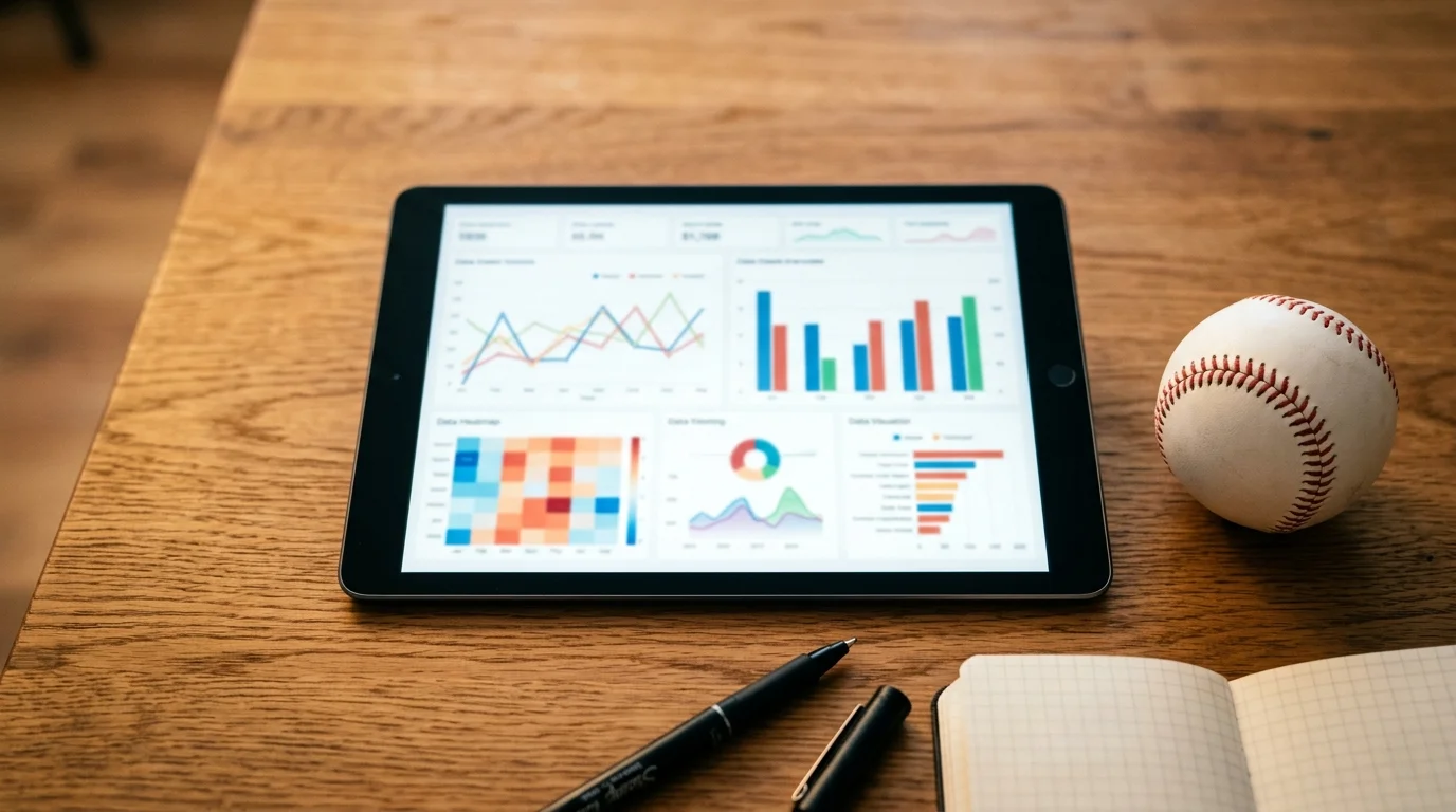 Аналитичен tablet с bullpen метрики до бейзболна топка