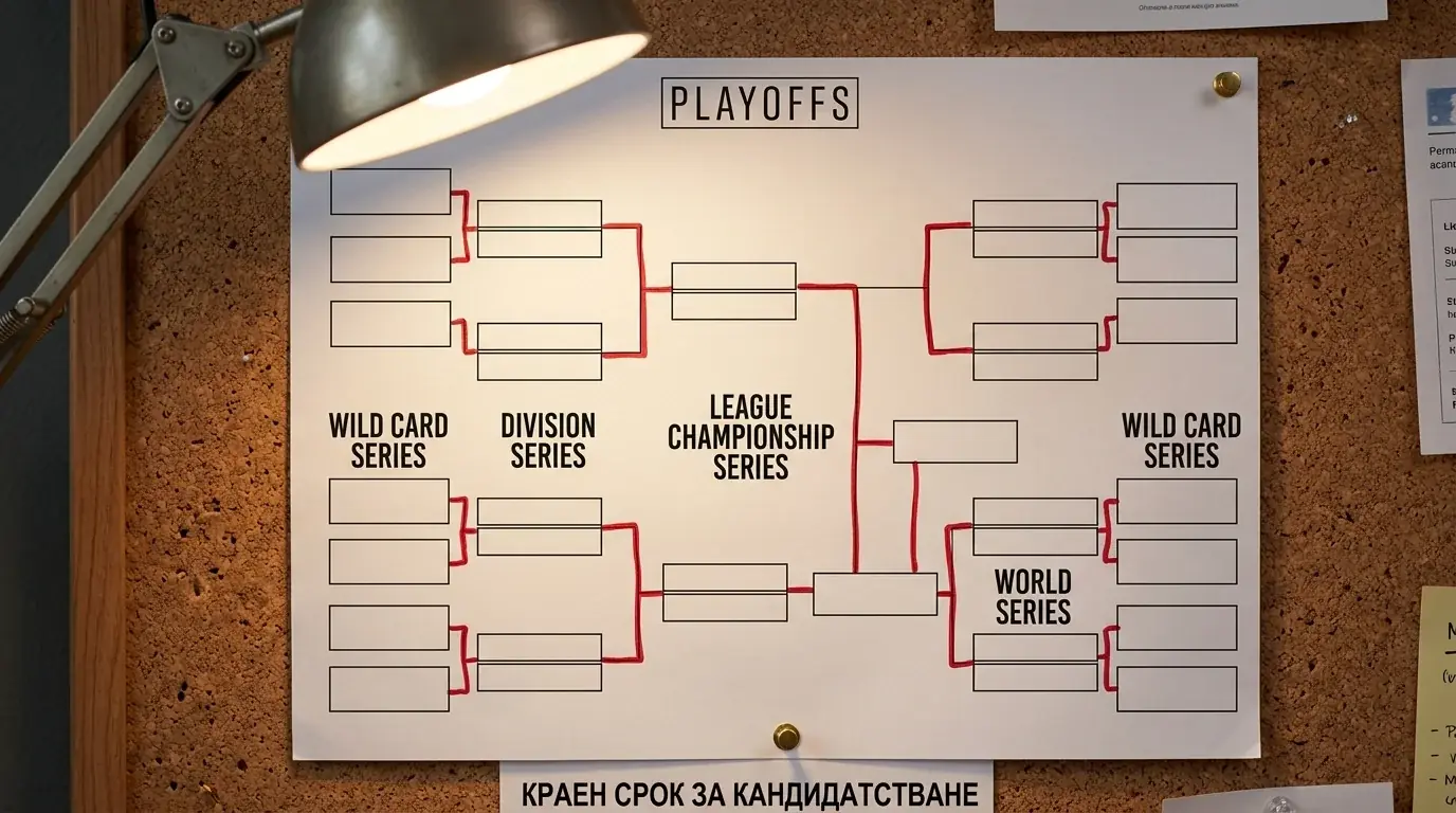 MLB playoffs бракет с Wild Card, Division и Championship серии